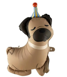 Foil Balloon Shaped Like a Dog Wearing a Birthday Hat (63cm*64cm)