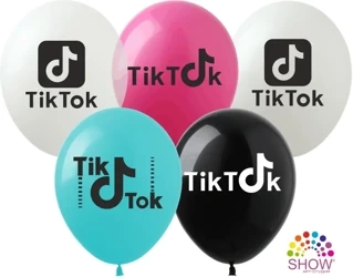 Balony gumowe z nadrukiem Tik Tok (10 szt.)