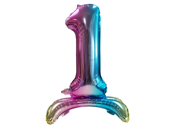Fóliový balónek s číslem "1" Rainbow Standing (80 cm).)