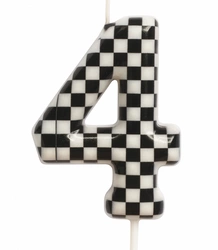 Birthday candle number "4" - checkerboard pattern, race