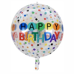 4D Happy Birthday foil balloon (45cm)