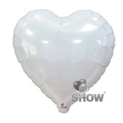 Foil Heart White 18" (45cm.)
