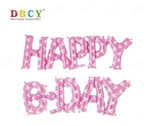 Set of HAPPY B-DAY balloons pink (40 cm.)