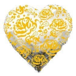 foil balloon heart Golden roses 18" (45cm.)