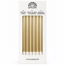 Set of 6 birthday candles Champagne elegant cake decoration