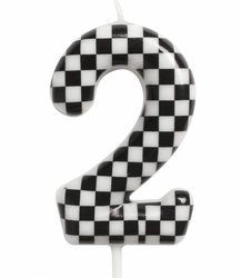 Birthday candle number "2" - checkerboard pattern, race.