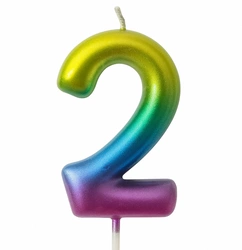 Rainbow Candle Number 2 - Colorful Celebration Magic