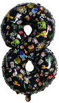 Balon foliowy cyfra 8 – Minecraft, czarny, 32 cali (80 cm)