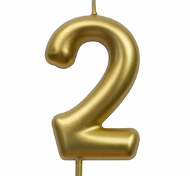 Birthday candle number "2" - champagne color