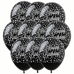 Gumové balónky s potiskem Happy Birthday (10 ks).)