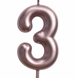 Narozeninová svíčka číslo "3" - růžové zlato