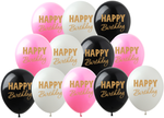 Balony gumowe z nadrukiem Happy Birthday (10 szt.)