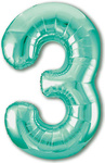 Fóliový balónek číslo "3" tyrkysový (100cm).)