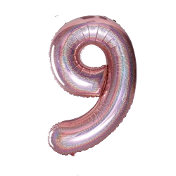 Foil Balloon Number "9" RoseGold Brocade (100cm.)