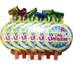 Trumpets-Whistles large birthday party.Stars (10 pcs.)