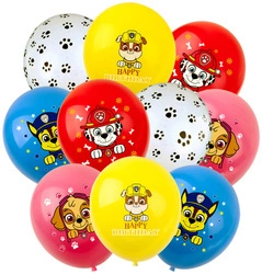 Balony gumowe z nadrukiem Psi Patrol (10 szt.)