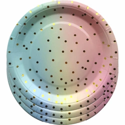 Pastel paper plates with gold dots - 10 pieces
