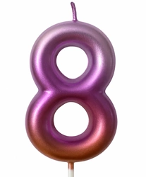 Świeczka urodzinowa cyfra "8" – tęczowa metaliczna