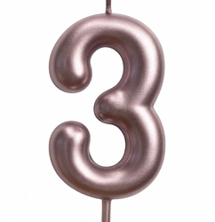 Birthday candle number "3" - rose gold