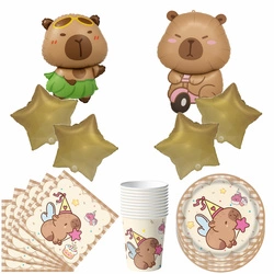 Capybara Birthday Set - Dishes, Napkins and Balloons (46 items)