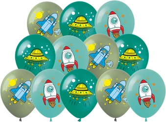 Cosmos printed rubber balloons (12 pcs.)