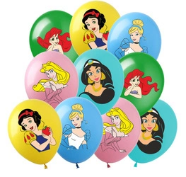 Princess printed rubber balloons (10 pcs.)