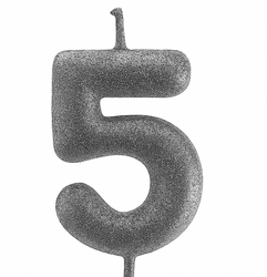 Святкова свічка  срібна у формі цифри "5"