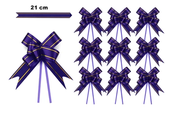 Decorative purple bow with gold edge - 21 cm (set of 10 pcs).)