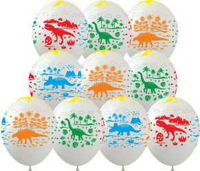 Balony gumowe z nadrukiem Dinozaury (10 szt.)