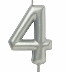 Świeczka Cyfra "4" – Srebrna