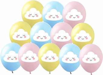 Balony pastelowe z chmurkami zestaw 12 sztuk balonów dekoracyjnych