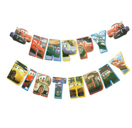 Papírová girlanda Happy Birthday Cars (1 ks)