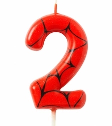 Spider-Man "2" birthday candle - red and black