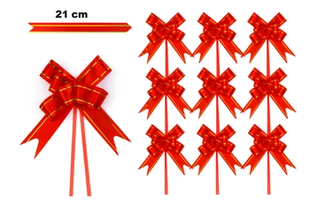 Decorative red bow with gold edge - 21 cm (set of 10 pcs).)