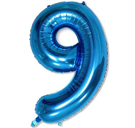Fóliový balónek číslo "9" modrý (100 cm).)