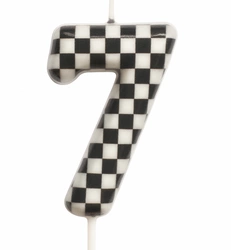 Birthday candle number "7" - checkerboard pattern, race.