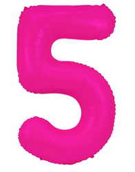 Fóliový balónek číslo "5" růžový neonový (100 cm).)