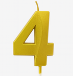 Zlatá narozeninová svíčka ve tvaru čísla "4"