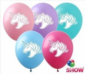 Unicorns printed rubber balloons (10 pcs.)