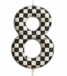 Birthday candle number "8" - checkerboard pattern, race.