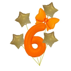 Balloon Set "Neon" 6 - Orange with Stars
