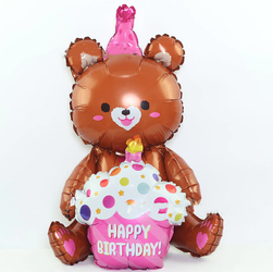 Fóliový balónek Happy Birthday bear 3D Brown