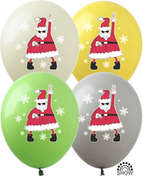 Balony gumowe z nadrukiem Mikołaj (10 szt.)