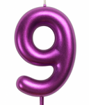 Narozeninová svíčka číslo "9" - metalická malina