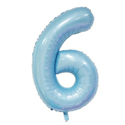 Fóliový balónek číslo "6" modrý (100 cm).)