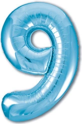 Balon Foliowy Cyferka "9" Błękitny (100cm.)