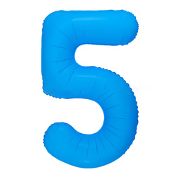 Fóliový balónek číslo "5" modrý neonový (100 cm).)