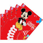 Papírové ubrousky "Happy Birthday" s Mickey Mousem - 20 ks.