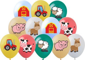 Gumové balónky s potiskem Happy Farm (12 ks).)