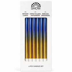 Metallic birthday candles 6 pcs. - gold, silver, blue